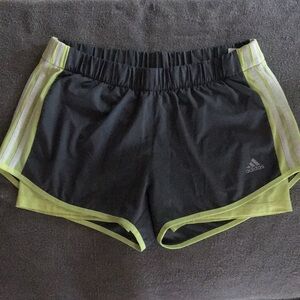Adidas Large gray/neon yellow athletic shorts with compression shorts NWOT